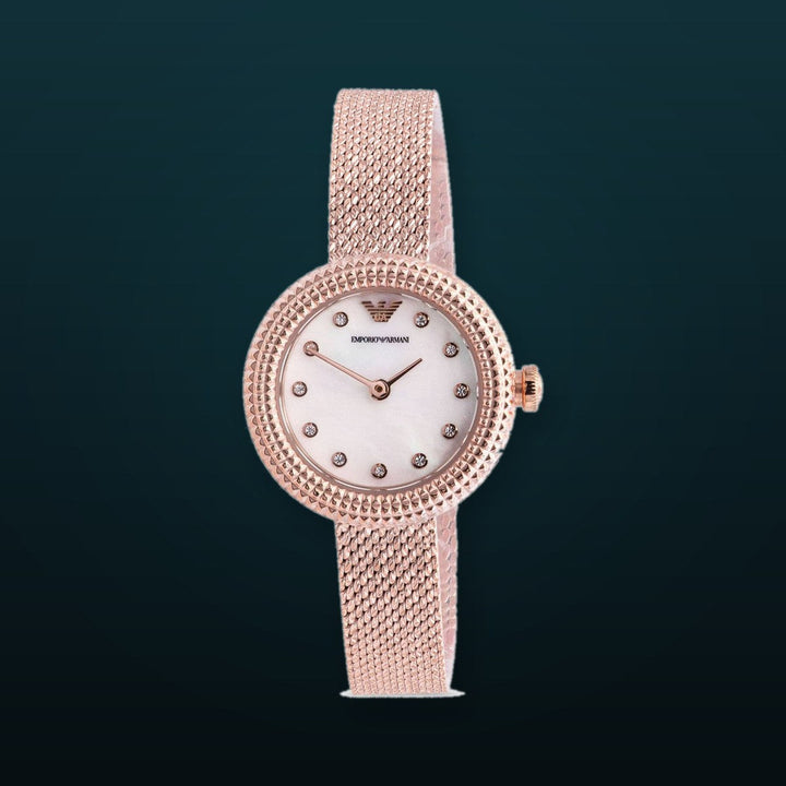 Rosa White Mother-of-Pearl Dial / Rose Gold-Tone Stainless Steel Mesh Bracelet Mother-of-Pearl Dial