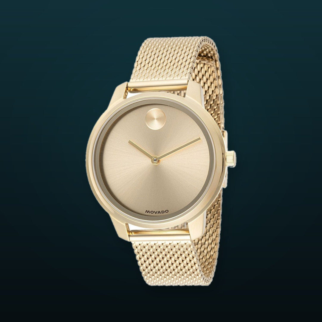 Bold Gold Sunray Dial / Gold-Tone Stainless Steel Mesh Bracelet Gold Dial