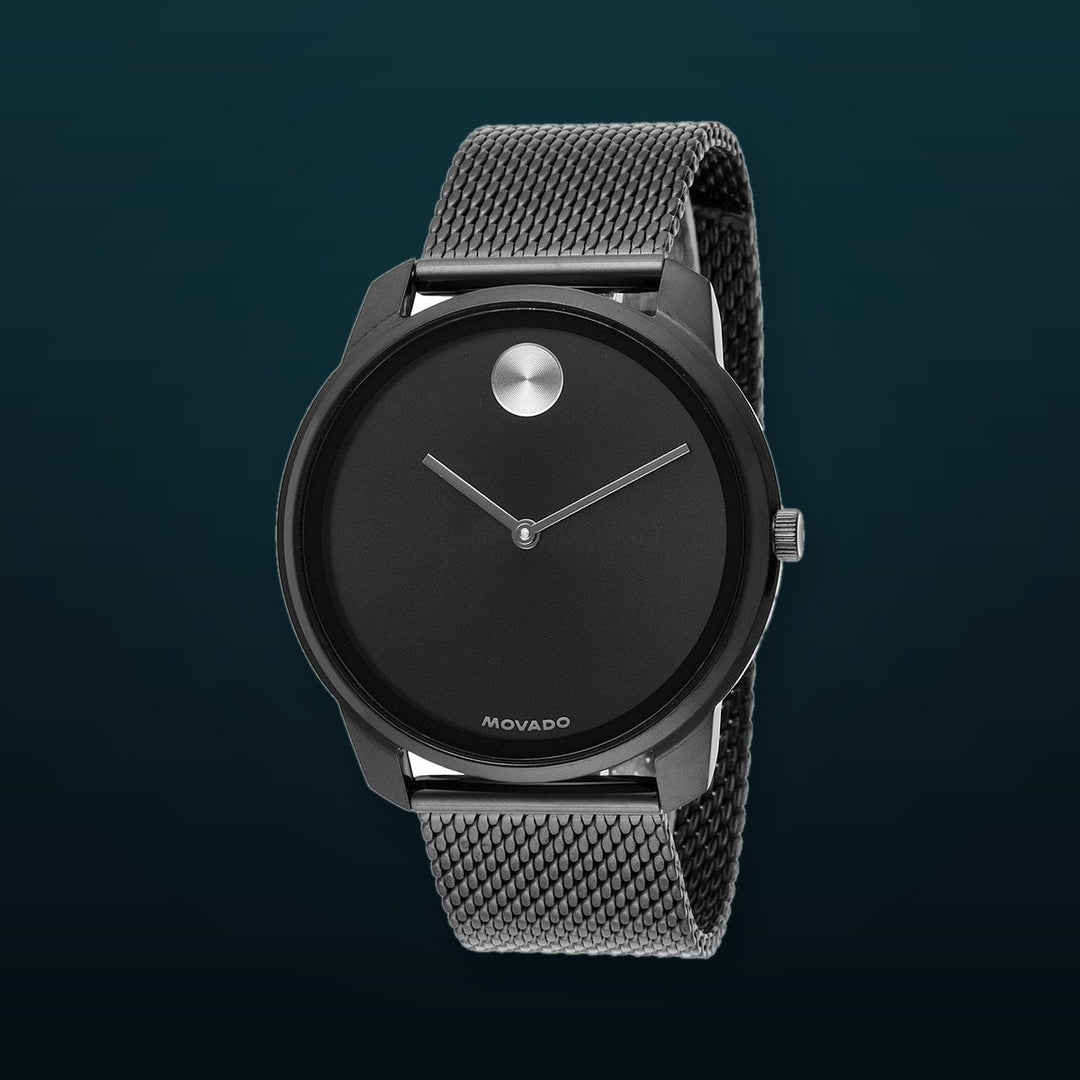 Bold Black Sunray Dial / Black Stainless Steel Mesh Bracelet Black Dial