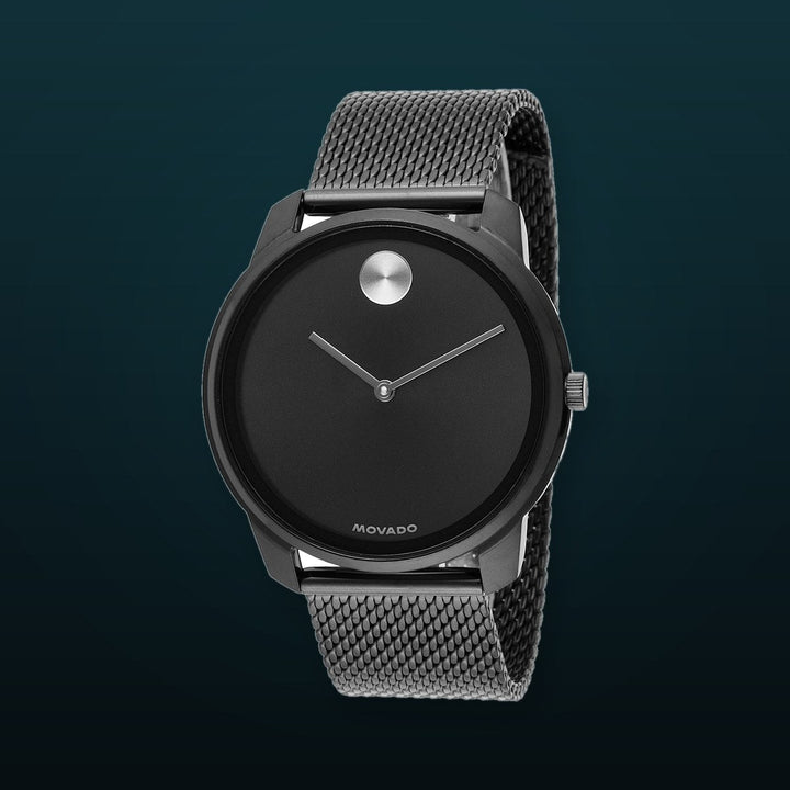 Bold Black Sunray Dial / Black Stainless Steel Mesh Bracelet Black Dial