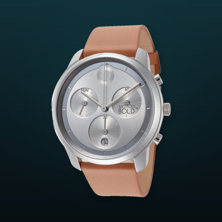 Bold Trend Element Silver Dial / Brown Leather Strap Silver Dial