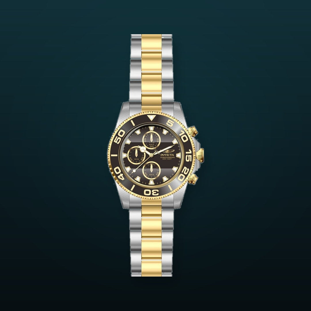 Pro Diver Chronograph Black Dial / Two-Tone Silver-Gold Stainless Steel Bracelet Black Dial