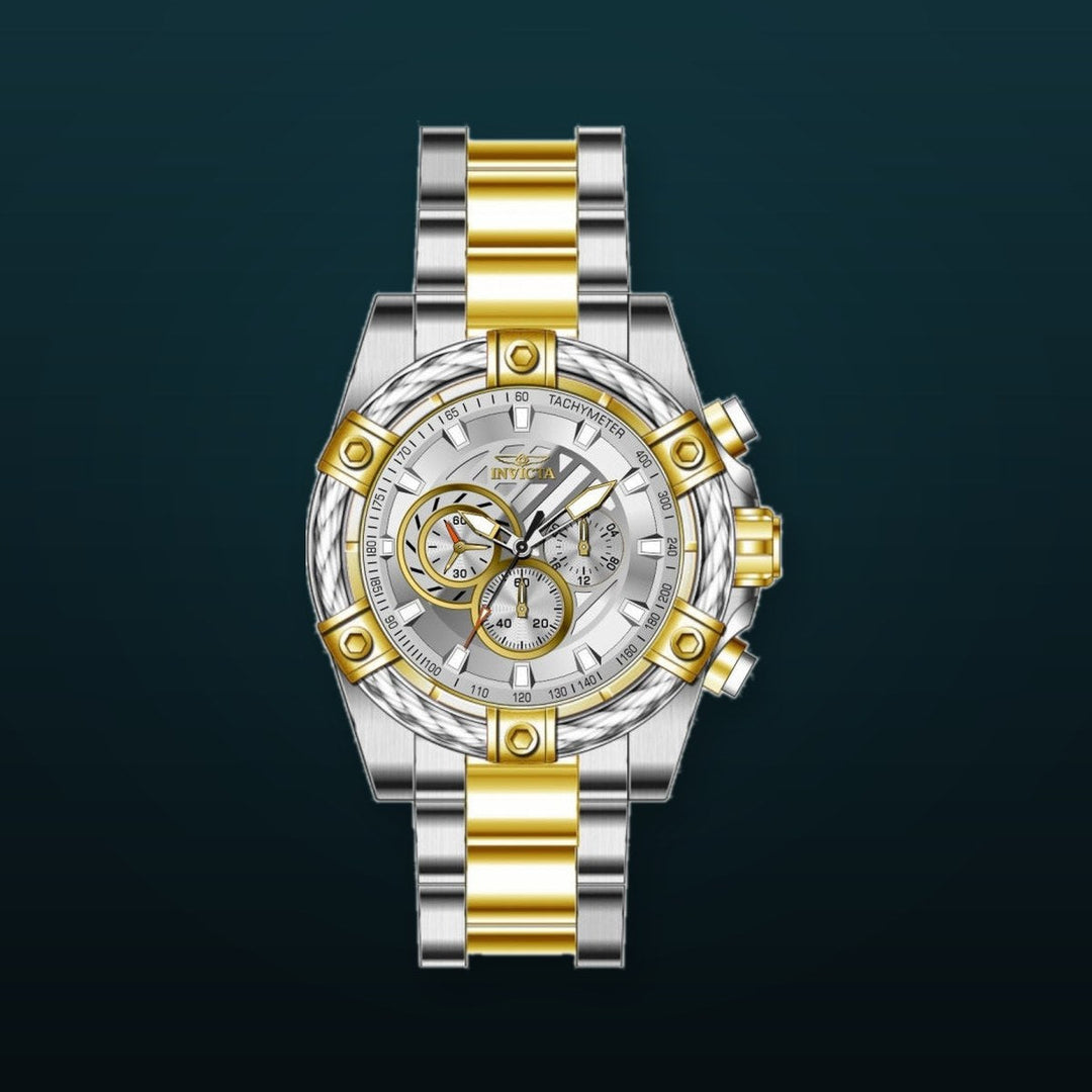 Bolt Men White Skeleton Dial / Two-Tone Stainless Steel Bracelet