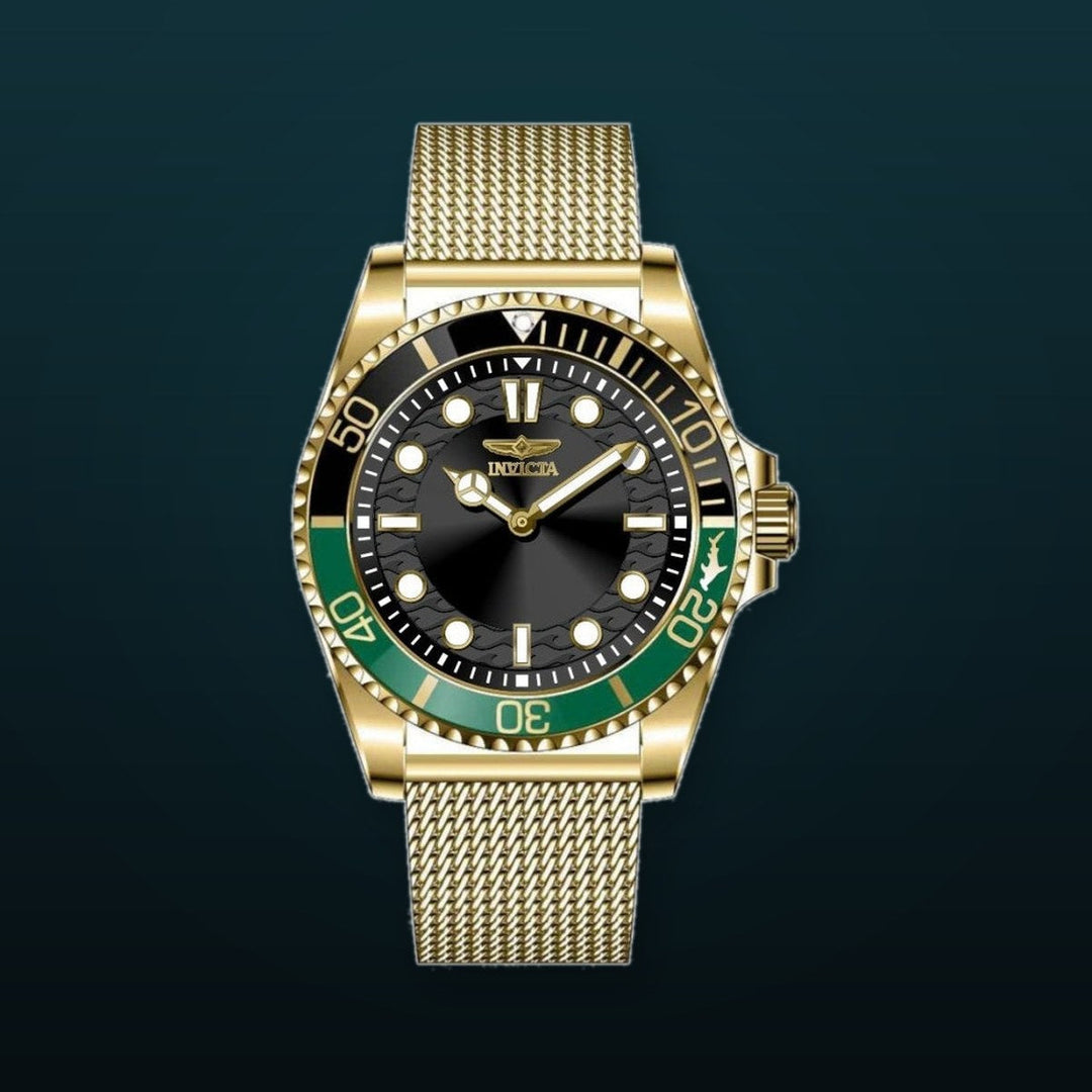 Pro Diver Men Black Dial / Gold-Tone Stainless Steel Mesh Bracelet Black Dial