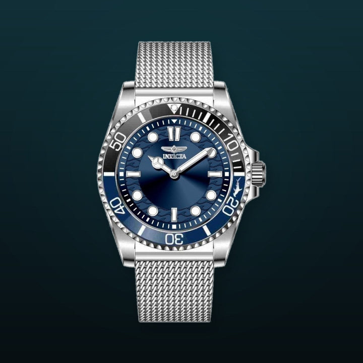 Pro Diver Men Blue Dial / Stainless Steel Mesh Bracelet Blue Dial