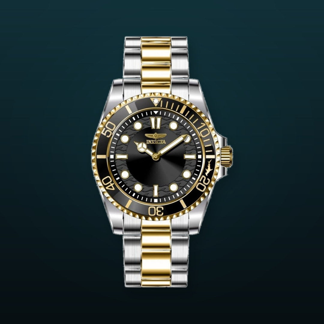 Pro Diver Men Black Dial / Two-Tone Stainless Steel Bracelet Black Dial