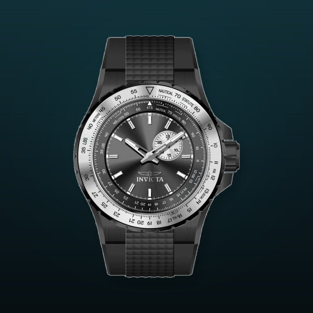 Aviator Men Black Dial / Black Silicone Strap Black Dial