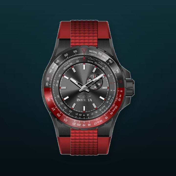 Aviator Men Black Dial / Red Silicone Strap Black Dial