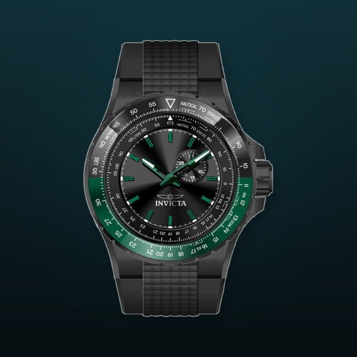 Aviator Men Black Dial / Black Silicone Strap Black Dial