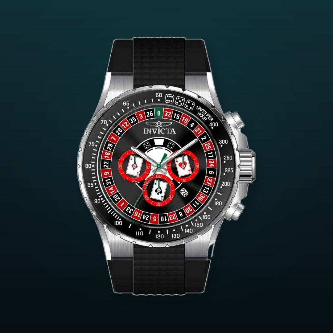 Aviator Men Black Casino Dial / Black Silicone Strap Black Dial