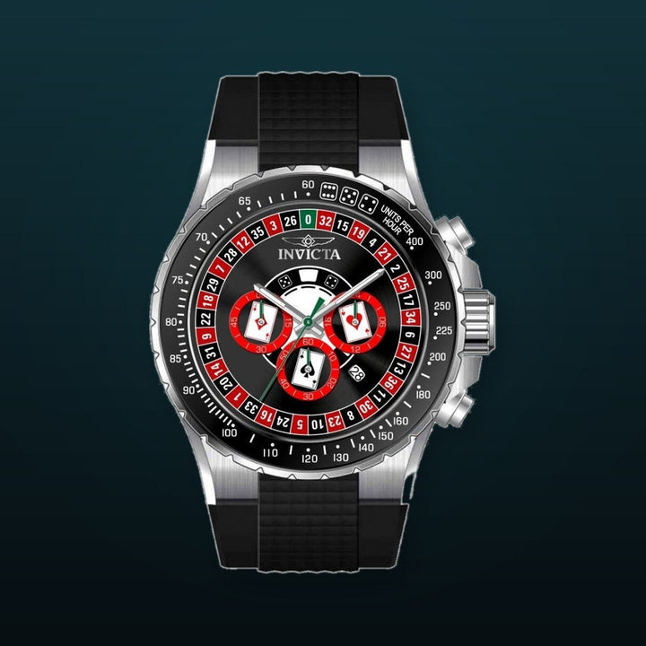 Aviator Men Black Casino Dial / Black Silicone Strap Black Dial