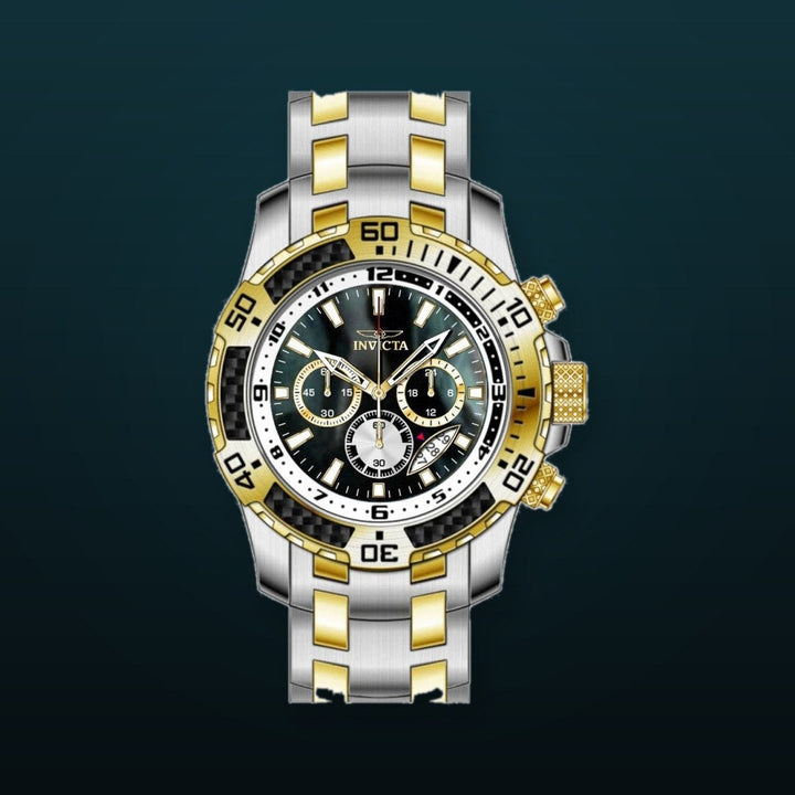 Pro Diver Scuba Men Black Abalone Dial / Two-Tone Stainless Steel Bracelet Black Dial