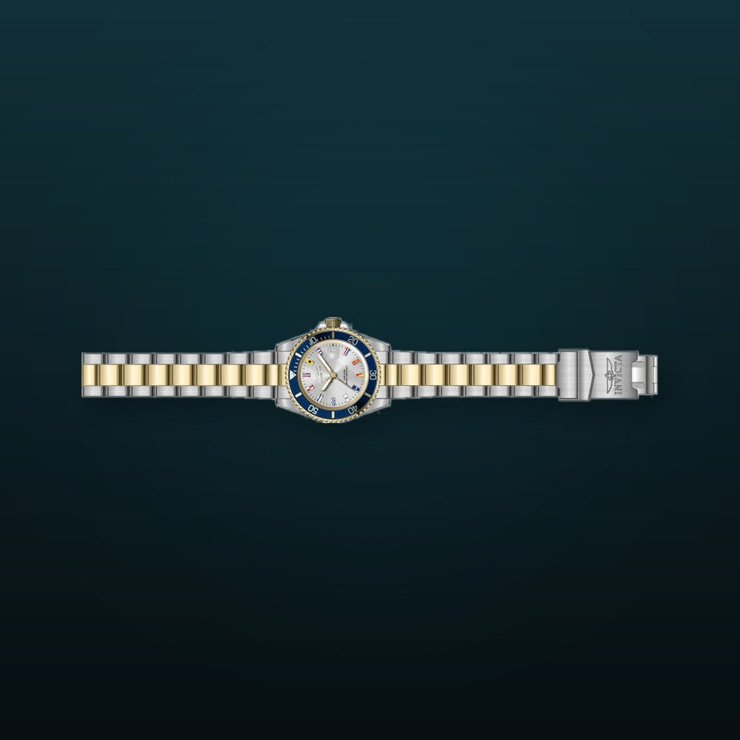 Pro Diver Men Silver-Tone Nautical Flag Dial / Two-Tone Stainless Steel Bracelet Silver-tone Dial