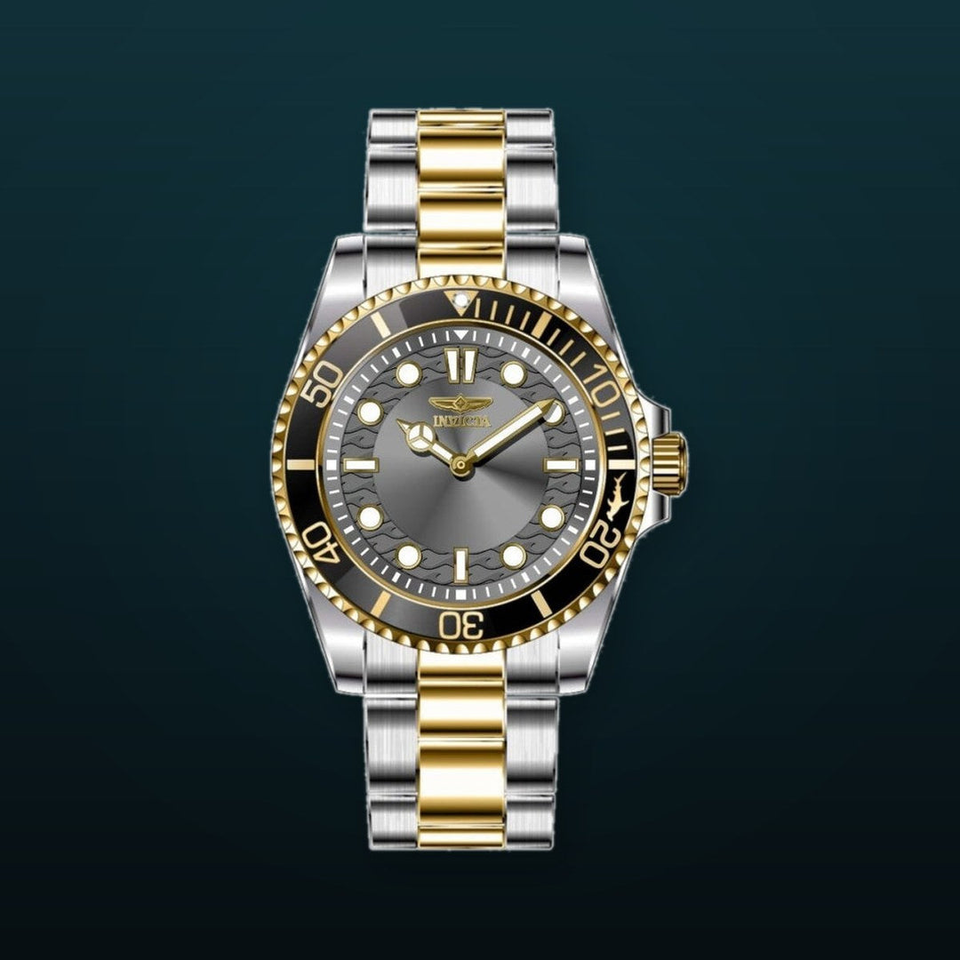 Pro Diver Men Black Dial / Two-Tone Stainless Steel Bracelet Gray Dial