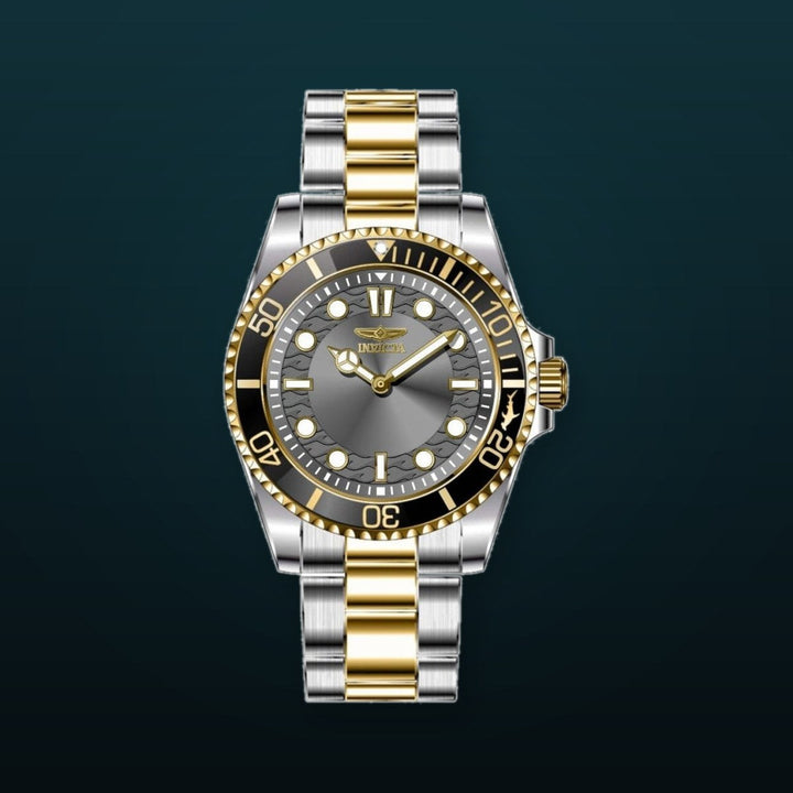 Pro Diver Men Black Dial / Two-Tone Stainless Steel Bracelet Gray Dial