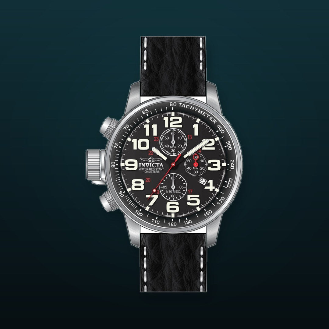 I-Force Chronograph Black Dial / Black Leather Strap Black Dial