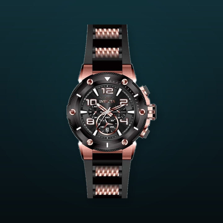 Speedway Chronograph Black Dial / Two-Tone Black / Rose Gold Silicone And Stainless Steel Strap Black Dial