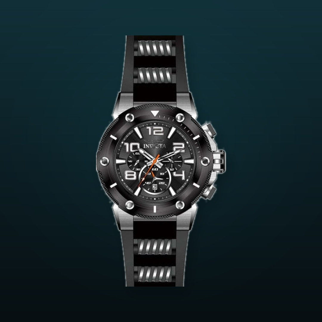 Speedway Chronograph Black Dial / Two-Tone Black / Silver Silicone And Stainless Steel Strap Black Dial