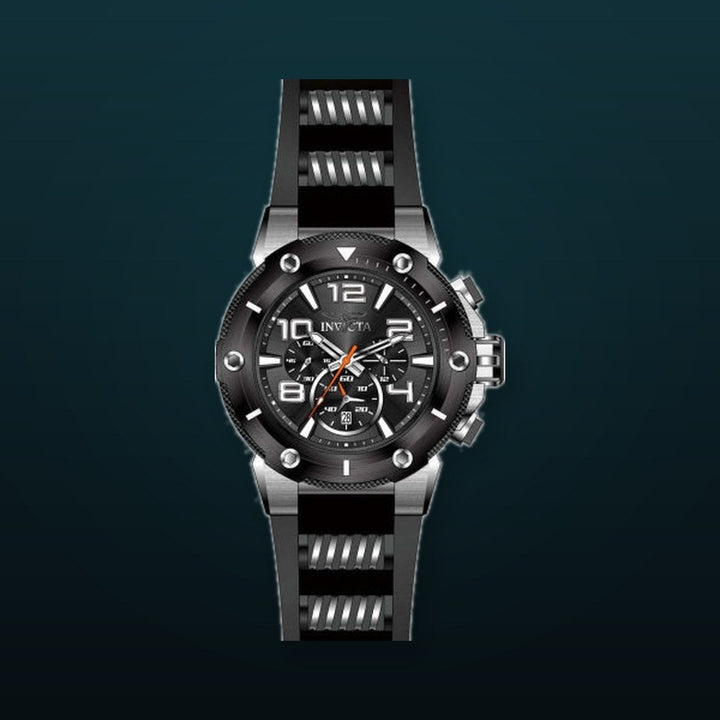 Speedway Chronograph Black Dial / Two-Tone Black / Silver Silicone And Stainless Steel Strap Black Dial