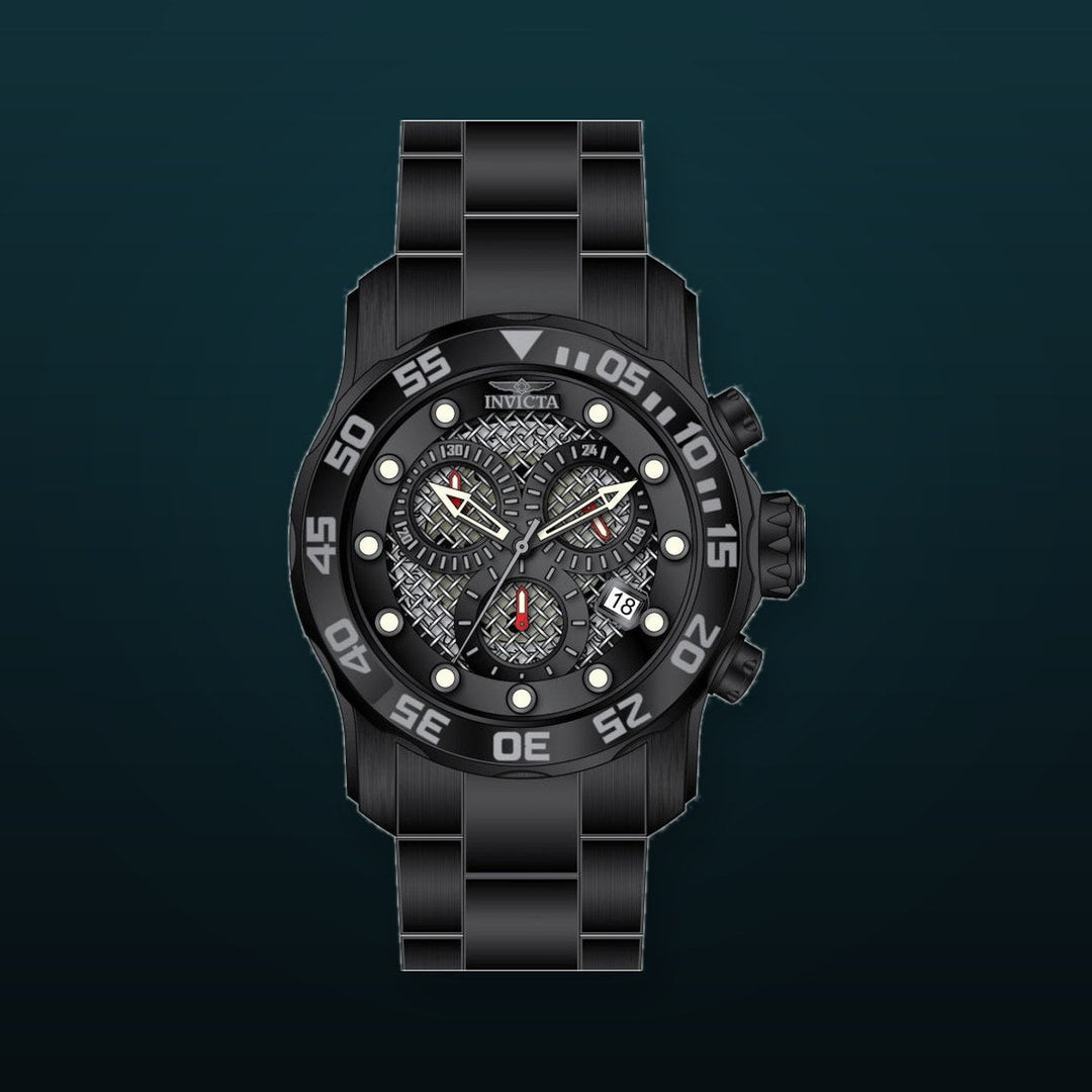 Pro Diver Chronograph Silver / Black Dial / Black Stainless Steel Bracelet Two-Tone Silver / Black Dial
