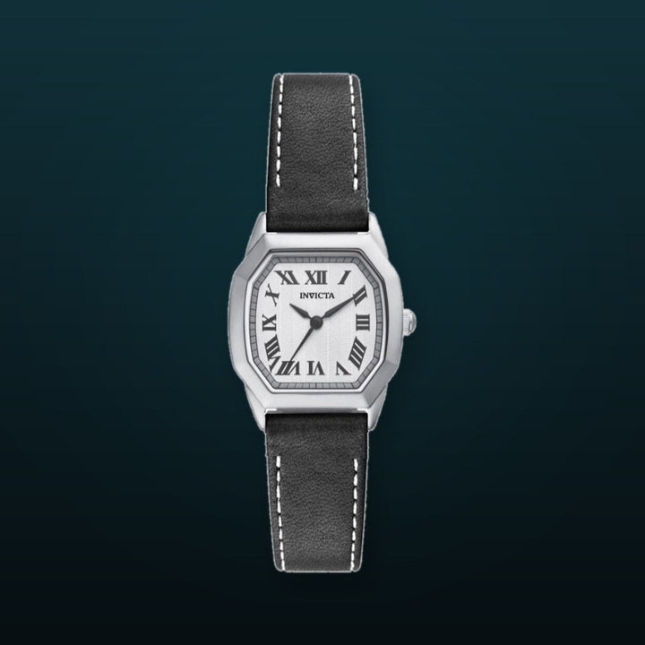 Wildflower Lady Silver-Tone Dial / Black Leather Strap Silver-tone Dial