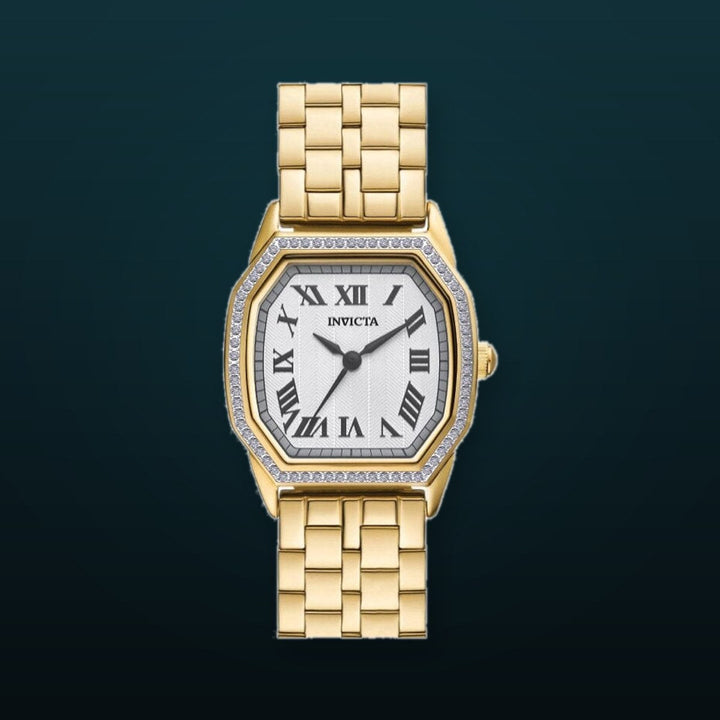 Wildflower Lady Silver-Tone Dial With Crystal Bezel / Gold-Tone-Tone Stainless Steel Bracelet Silver-tone Dial