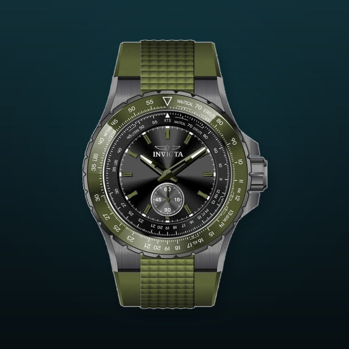 Aviator Men Green Dial / Green Silicone Strap Black Dial