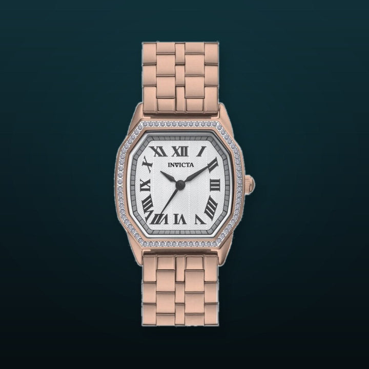 Wildflower Lady Silver-Tone Dial With Crystal Bezel / Rose Gold-Tone-Tone Stainless Steel Bracelet Silver-tone Dial