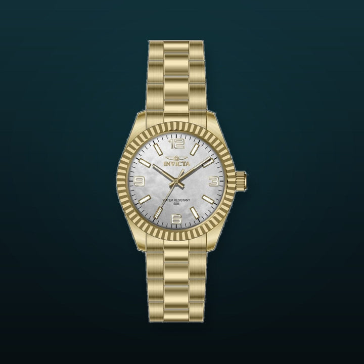 Specialty Men White Mother-Of-Pearl Dial / Gold-Tone Stainless Steel Bracelet White Dial