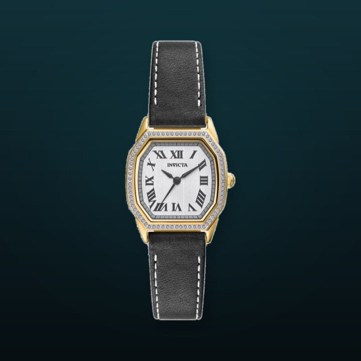 Wildflower Lady Silver-Tone Dial / Black Leather Strap Silver-tone Dial