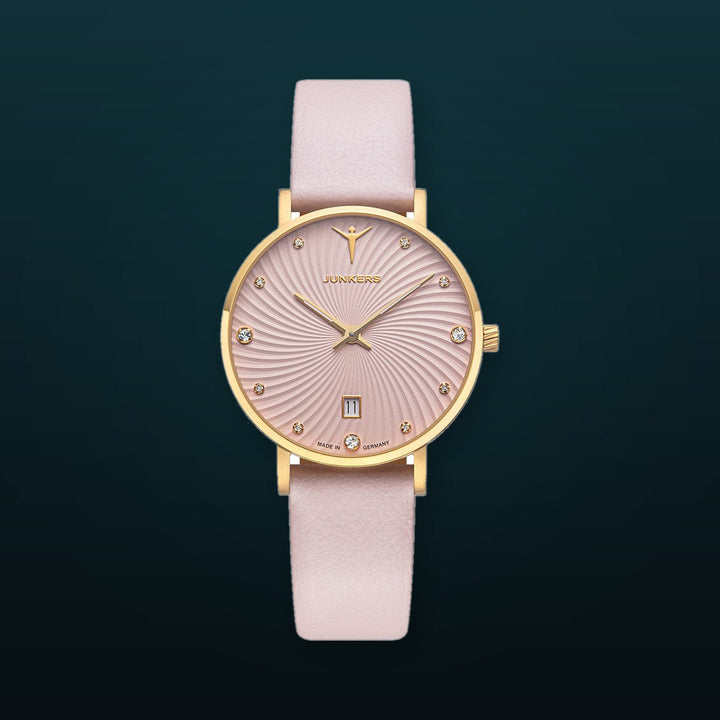 Junkers Annelise 34 Pink Wave Dial / Pink Leather Strap Pink Dial