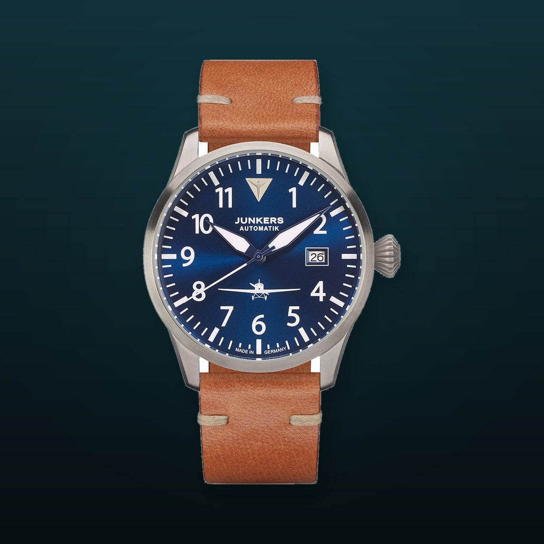 Flieger Leather / Blue Blue Dial