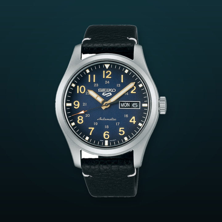 5 Sports Field Series Blue Dial Black Leather Strap 39.4mm Blue Dial