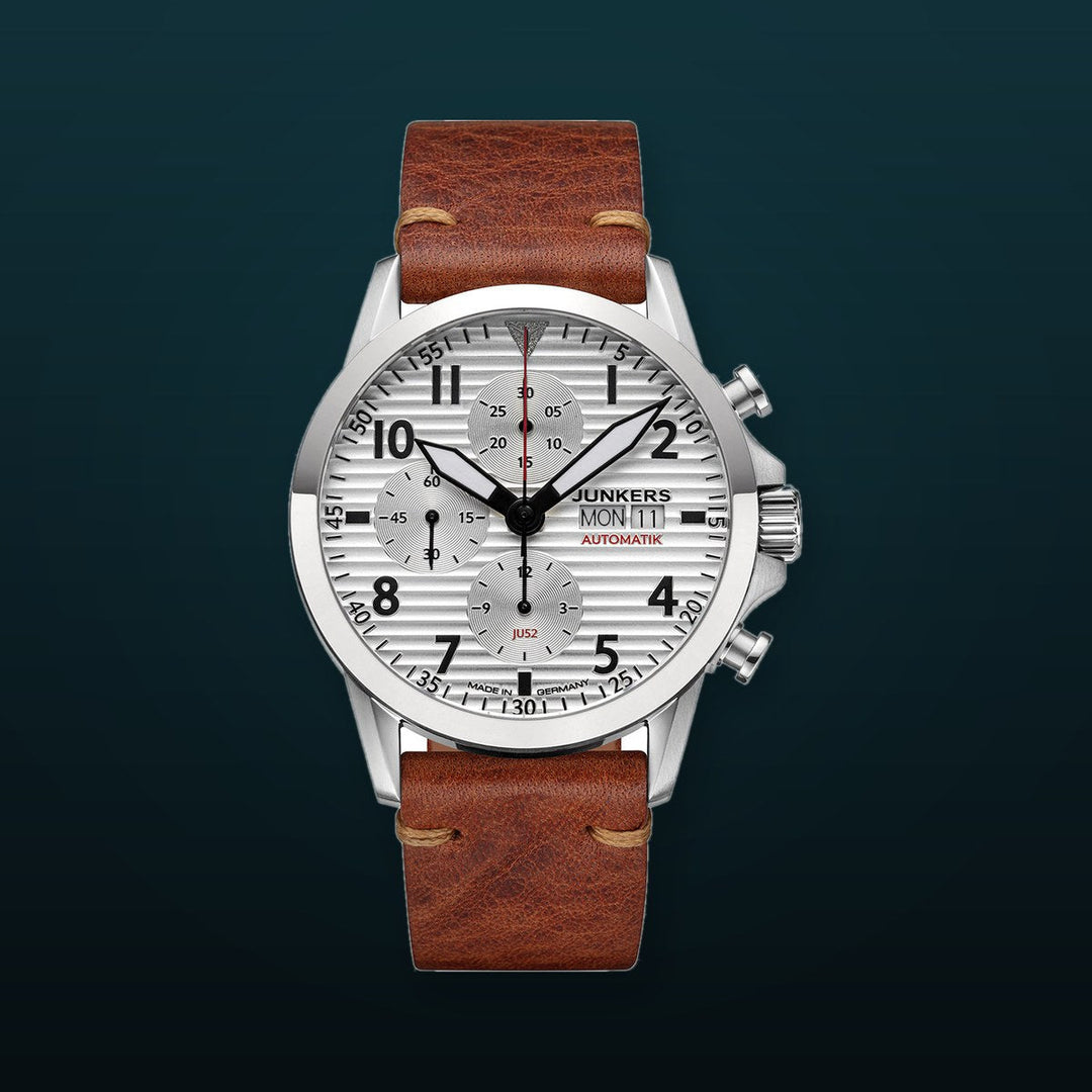 JU 52 Aviator Leather / Silver Silver Dial
