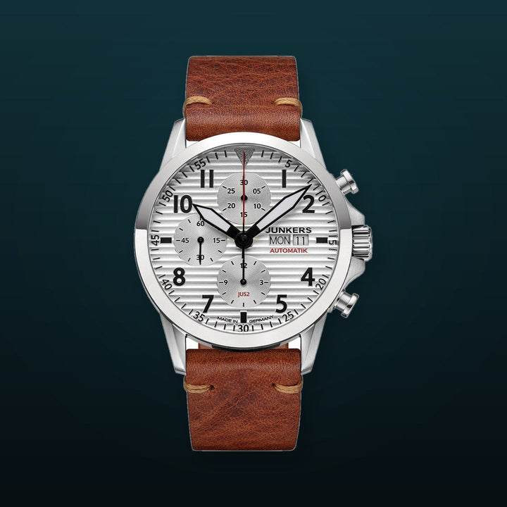 JU 52 Aviator Leather / Silver Silver Dial