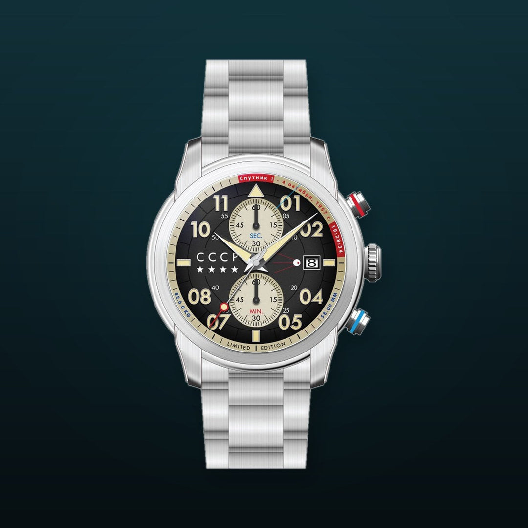 SPACE SPUTNIK BLACK / STAINLESS STEEL | Black Dial