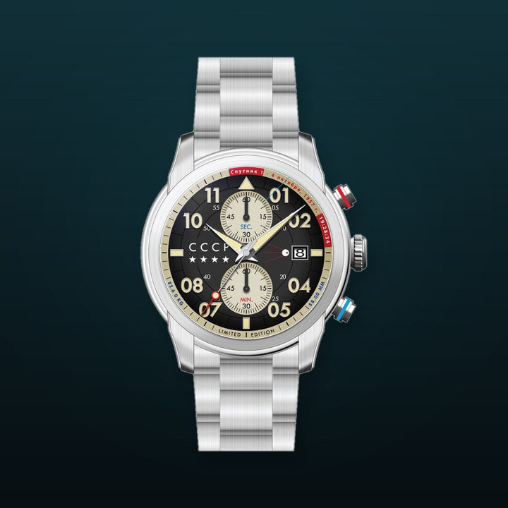 SPACE SPUTNIK BLACK / STAINLESS STEEL | Black Dial