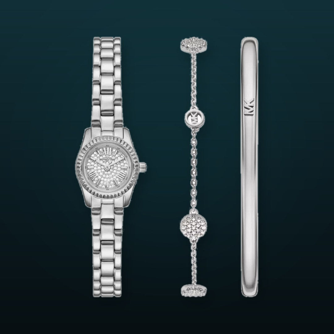 Lexington Petite Crystal Pave Dial Silver Stainless Steel Bracelet 13mm Crystal Pave Dial