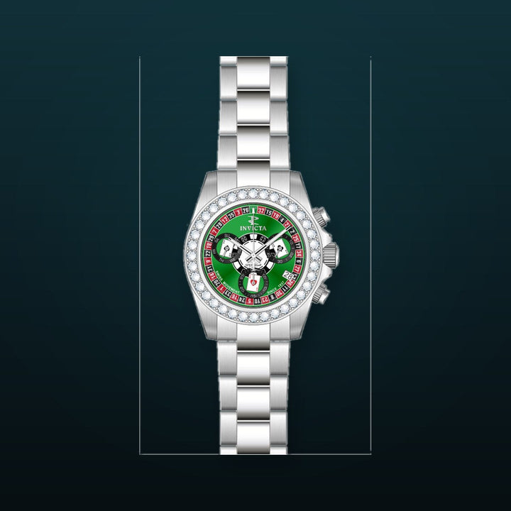 Elite Diamond Green dial / Silver Stainless Steel Bracelet Green Dial