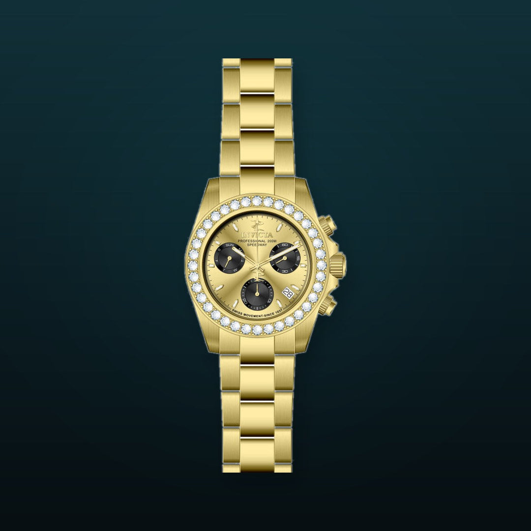 Elite Diamond Black And Gold dial / Silver Stainless Steel Bracelet Gold Dial