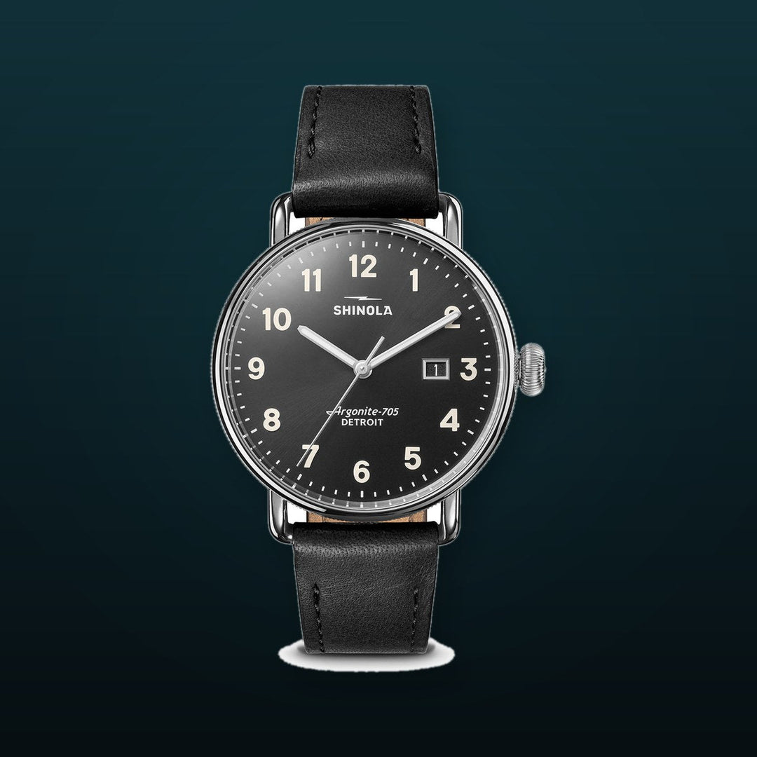 Canfield 3HD 38mm, Black Leather Strap Black | Black Dial