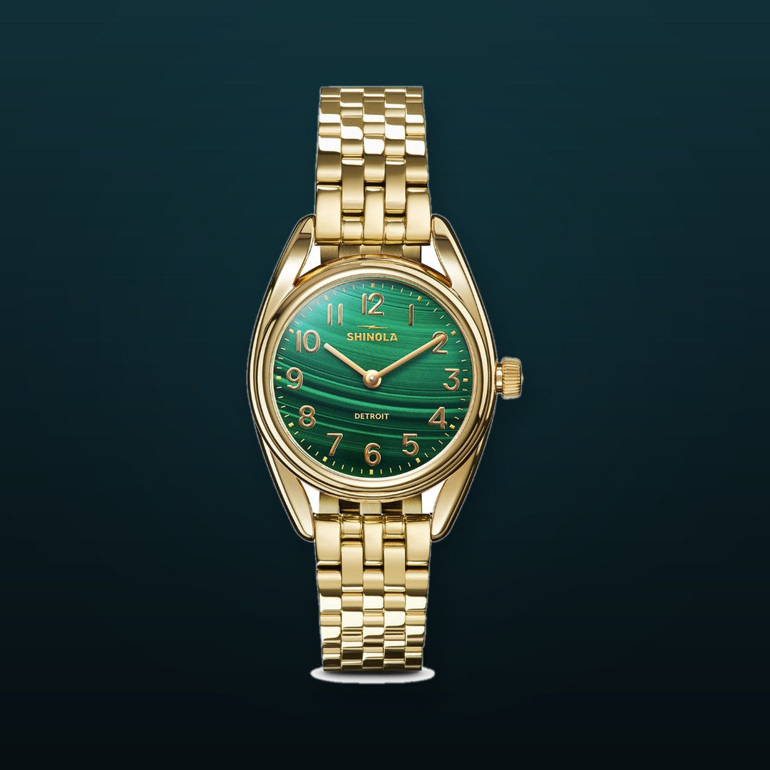 Watch: Derby 2H 30.5mm, Gold Bracelet Green Dial