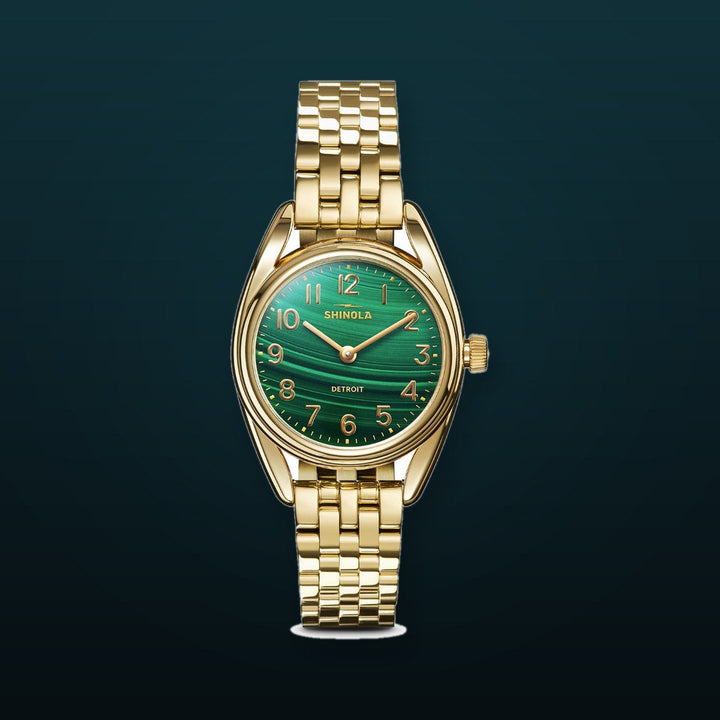 Watch: Derby 2H 30.5mm, Gold Bracelet Green Dial