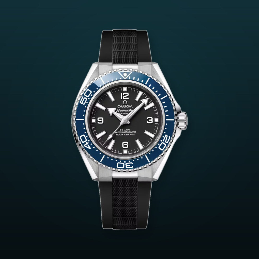Omega Seamaster Planet Ocean 600M 42mm Black Dial Blue Bezel on Rubber