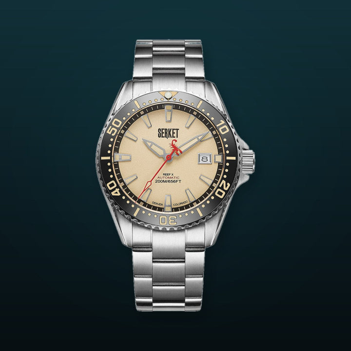 Reef X Diver Vintage Beige Stainless Steel 43mm Beige Dial