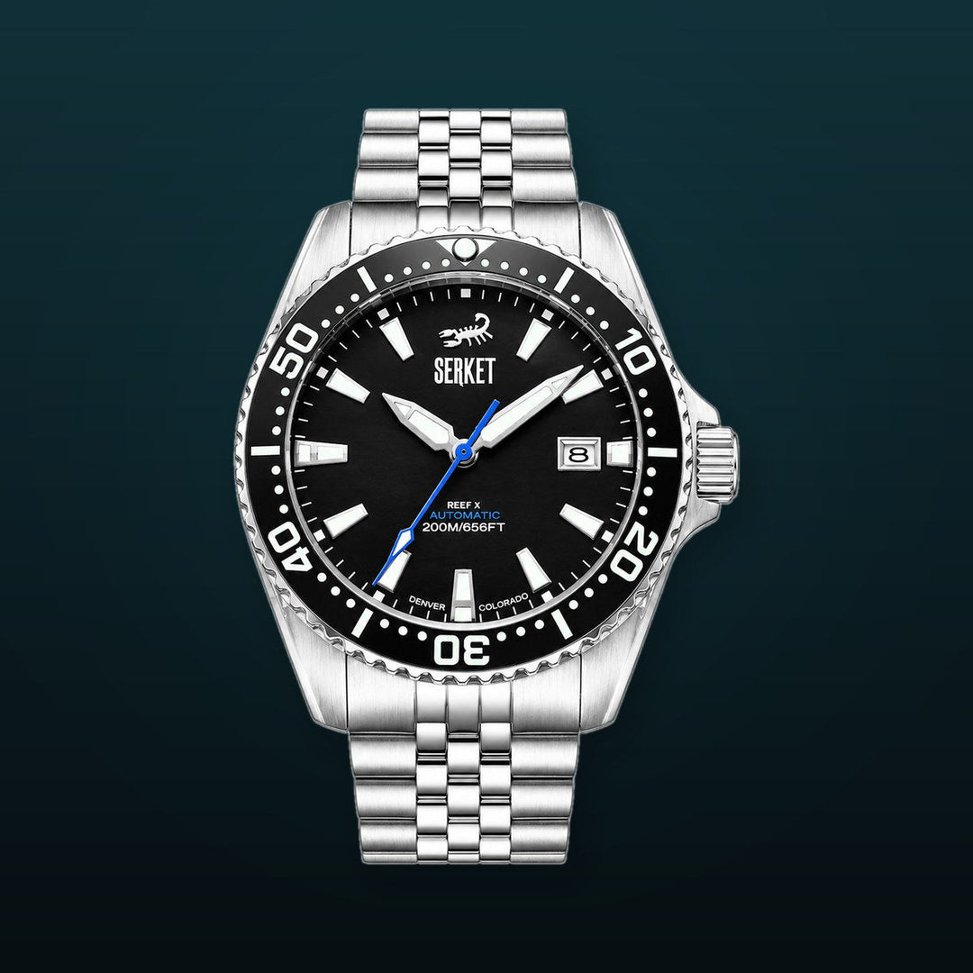 Reef X Diver Onyx Black 43mm 5-Link Bracelet Black Dial