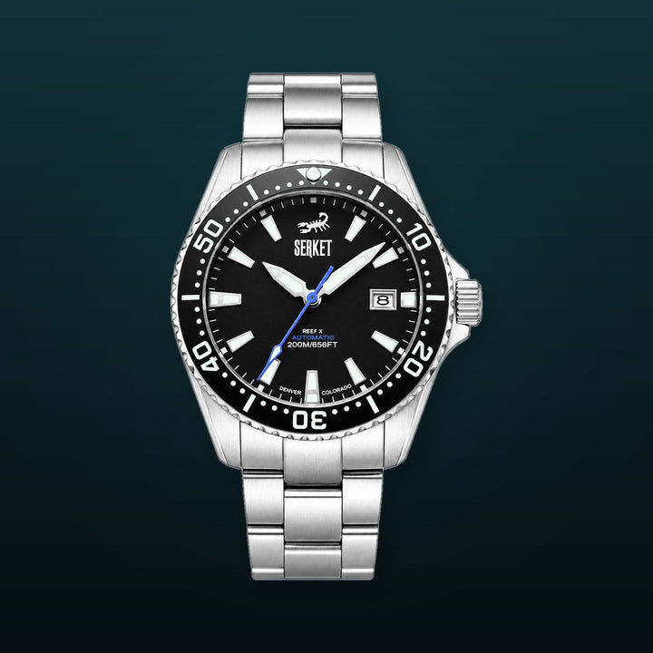 Reef X Diver Onyx Black 43mm 3-Link Bracelet Black Dial
