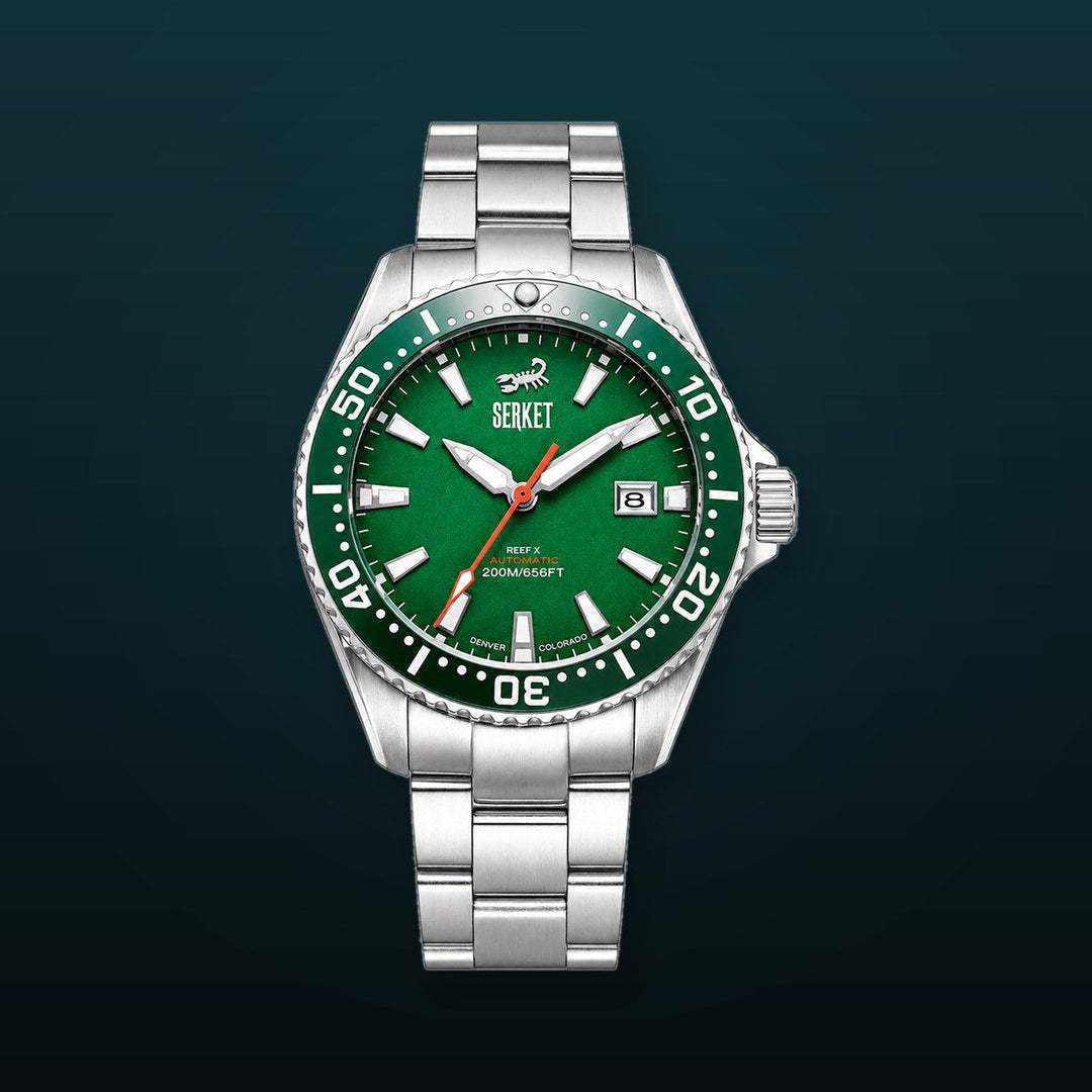 Reef X Diver Emerald Green 43mm 3-Link Bracelet Green Dial