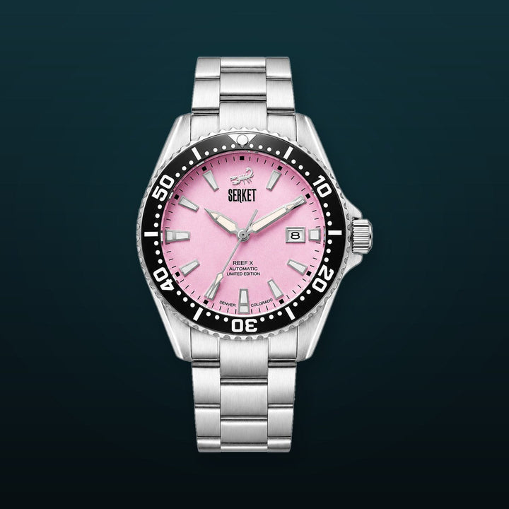 Reef X Diver Cotton Candy 43mm 3-Link Bracelet Pink Dial