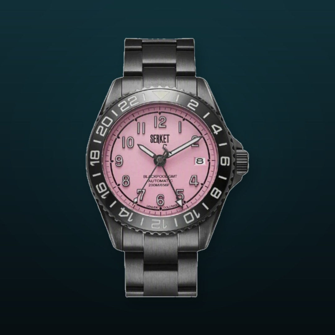 Blackpool GMT Cotton Candy Black DLC 40mm Pink Dial